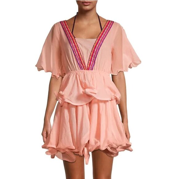 NWT Pitusa peach Talullah ruffle mini dress - Picture 3 of 7